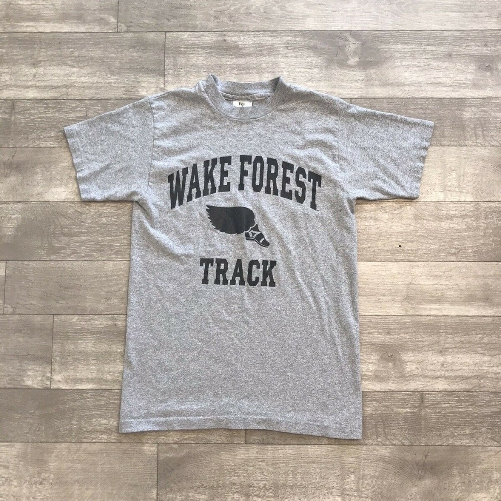 80s 90s USA Made Wake Forest Track T-shirt Small